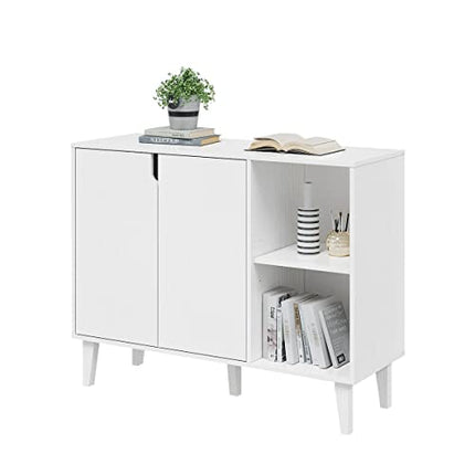 Panana Kitchen Buffet Cabinet Storage Sideboard with 2 Doors 2 Shelves, White, 41.8" L x 15" W x 32.5" H