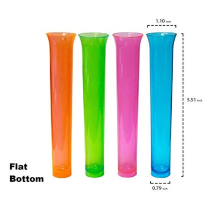 Party Essentials Hard Plastic 1.5 Ounce Tube Shots, Pack of 15, Assorted Neon