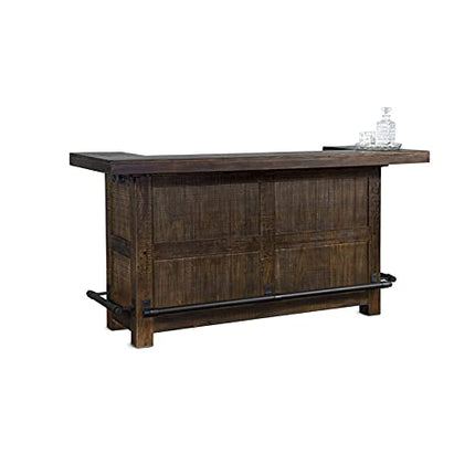 Pemberly Row 80" Farmhouse Transitional Wood Home Bar Unit Cabinet Set with Stemware Rack, Wine Storage for Dining Room Kitchen in Tobacco Leaf