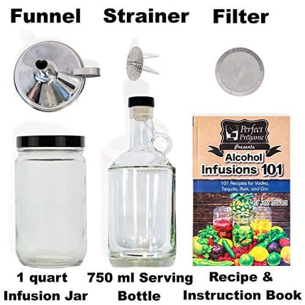 Perfect Pregame Alcohol Infusion Kit - Make Your Own Homemade Liquor Infusions Gift Set - Recipes for Vodka Tequila Rum and Gin Infusions - Great Gift Set