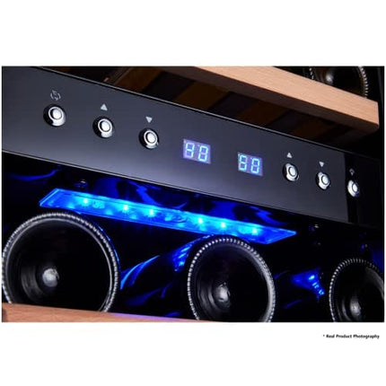 Phiestina Under Counter Wine Fridge 15 Inch Dual Zone Wine Cellar Built-in or Freestanding Wine Cooler Refrigerator with Frost Free Compressor Cooling System