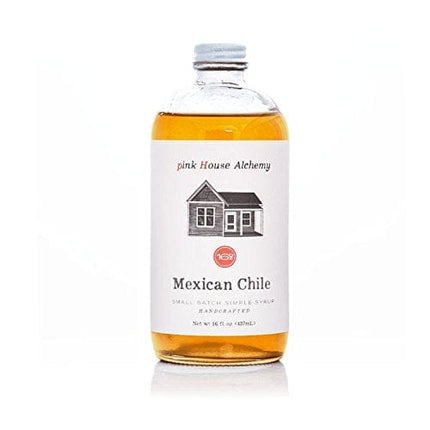 PINK HOUSE ALCHEMY Mexican Chile Simple Syrup 16 OZ Bottle - Coffee, Cocktail, Mocktail and Non Alcoholic Drinks, All-Natural, Non-GMO (MC 1)