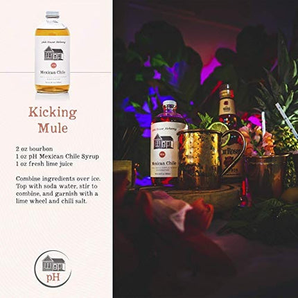 PINK HOUSE ALCHEMY Mexican Chile Simple Syrup 16 OZ Bottle - Coffee, Cocktail, Mocktail and Non Alcoholic Drinks, All-Natural, Non-GMO (MC 1)