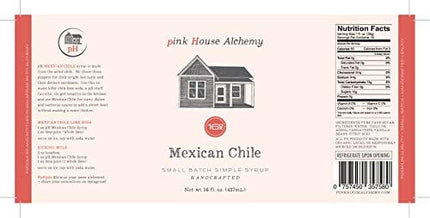 PINK HOUSE ALCHEMY Mexican Chile Simple Syrup 16 OZ Bottle - Coffee, Cocktail, Mocktail and Non Alcoholic Drinks, All-Natural, Non-GMO (MC 1)