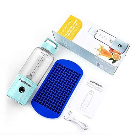 Portable Blender, PopBabies Personal Blender, Smoothie Blender for Shakes with USB rechargeable Blender Bottle Corolina Blue