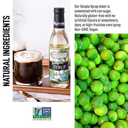 Powell & Mahoney Craft Cocktail Mixers - Simple Syrup - NA Cocktail Mix - Free from Artificial Sweeteners and Flavors - 12.68 oz - Non-GMO