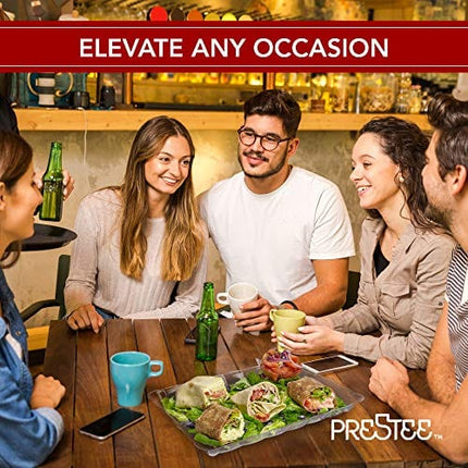 12 Plastic Serving Trays 9x13 Inches Rectangular Disposable Serving Trays and Platters for Parties | Clear Plastic Tray for Food | Trays for Serving Food | Party Platters and Trays (12-Pack)