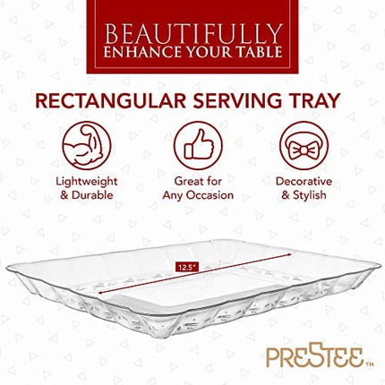 12 Plastic Serving Trays 9x13 Inches Rectangular Disposable Serving Trays and Platters for Parties | Clear Plastic Tray for Food | Trays for Serving Food | Party Platters and Trays (12-Pack)