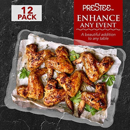 12 Plastic Serving Trays 9x13 Inches Rectangular Disposable Serving Trays and Platters for Parties | Clear Plastic Tray for Food | Trays for Serving Food | Party Platters and Trays (12-Pack)