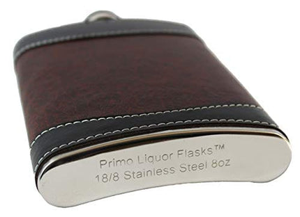 Flasks for liquor for Men, 8oz Heavy Duty Hip Flask with Funnel, Black and Brown, Gift boxed