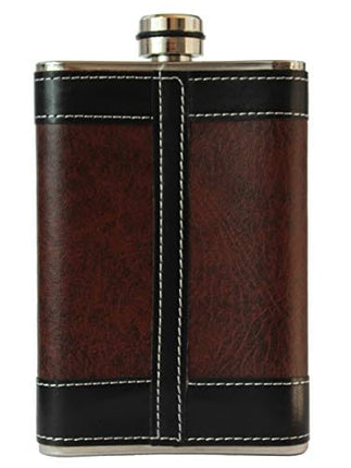Flasks for liquor for Men, 8oz Heavy Duty Hip Flask with Funnel, Black and Brown, Gift boxed
