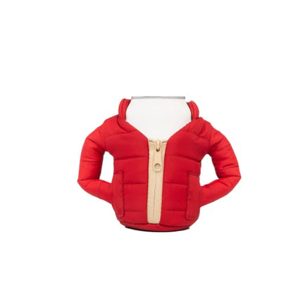Puffin - The Puffy Beverage Jacket - Insulated Can Cooler, Merlot & Tan