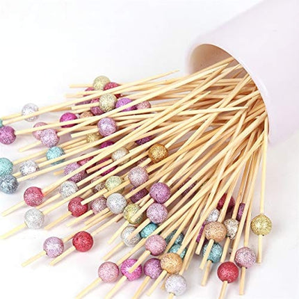 Cocktail Picks 100 Counts Handmade Sticks Wooden Toothpicks Cocktail Sticks Party Supplies - Matt Assort Color