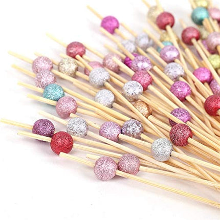 Cocktail Picks 100 Counts Handmade Sticks Wooden Toothpicks Cocktail Sticks Party Supplies - Matt Assort Color