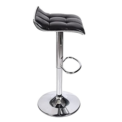 Set of 2 Barstool, Adjustable Swivel Gas Lift Bar Stools, PU Leather with Chrome Base, Black