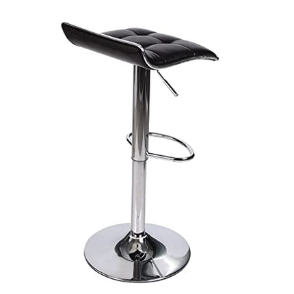 Set of 2 Barstool, Adjustable Swivel Gas Lift Bar Stools, PU Leather with Chrome Base, Black