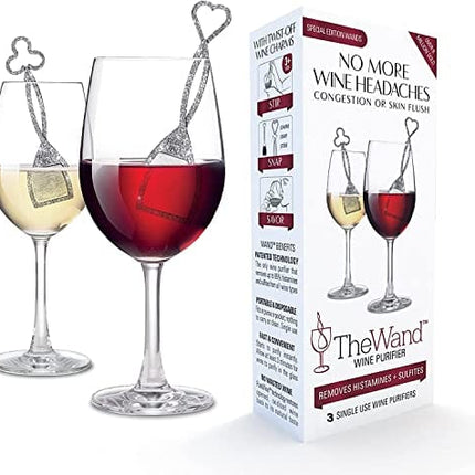 PureWine Wand Technology Histamine and Sulfite Filter, Purifier Alleviates Wine Allergies, Stir Stick Aerates Wine - Pack of 3