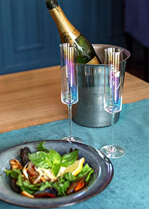 Champagne Flutes Set of 4 - Large Durable Pearly Iridescent Tinge Champagne Glasses - Crystal Champagne Flutes To Bring Celebrations and Special Occasions To Life - Champagne Flutes Glass