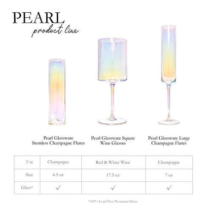 Champagne Flutes Set of 4 - Large Durable Pearly Iridescent Tinge Champagne Glasses - Crystal Champagne Flutes To Bring Celebrations and Special Occasions To Life - Champagne Flutes Glass