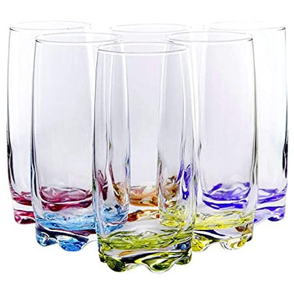 Vibrant Splash Water, Beverage Highball Glasses, 13.25 Ounce - Set of 6