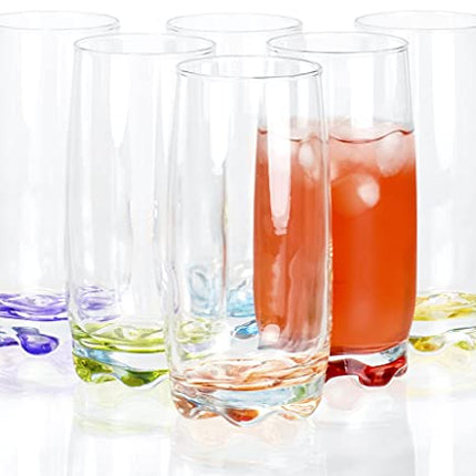 Vibrant Splash Water, Beverage Highball Glasses, 13.25 Ounce - Set of 6