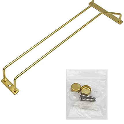 RedDreamer 14-Inch Gold Wine Glass Rack, Under Cabinet Wine Glass Holder Stainless Steel Stemware Rack - Hanging Stemware Holder for Cabinet Kitchen Bar, Set of 2