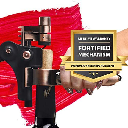 Wine Corkscrew Opener Rabitt - Style Set Bottle Opener Wine Opener Wine Accessories RedNoel Opener Wine Corkscrew Opener Lever Cork Wine Kit: With Foil Cutter,Wine Stopper And Extra Spiral (Bronze)