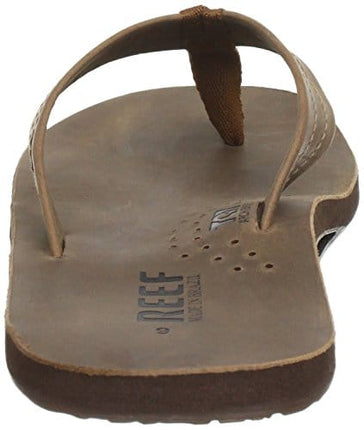 Reef Men's Leather Sandals Draftsmen | Bottle Opener Flip Flops For Men With Soft Cushion Footbed, Bronze Brown, 10