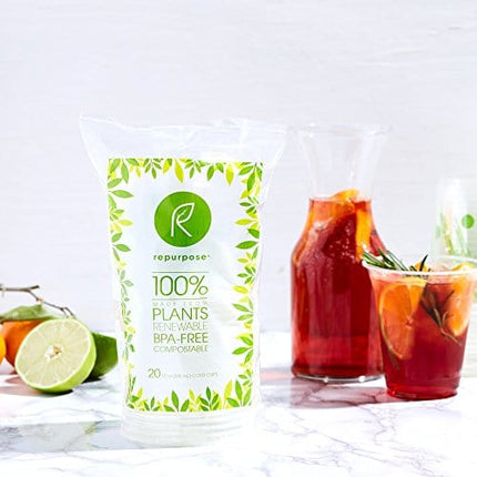 Repurpose Compostable Clear Cold Cup, 12 Ounce, Plant Based, Cruelty Free, 20 Pieces (Pack of 1)