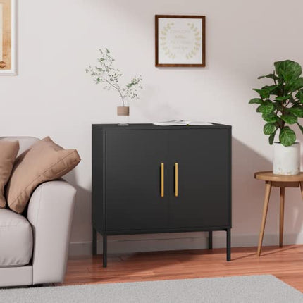 RESOM Modern Storage Cabinet with Double Doors, White Sideboard with Adjustable Shelves, Accent Cabinet for Living Room, Bedroom, Home Office and Hallway (Black)