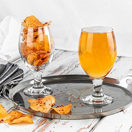 6x 400ml (13.5oz) Classic Tulip Beer Glasses Set - Classic Style Glass for Real Ale and IPA - Stemmed Snifter Drinking Lager Glass - By Rink Drink