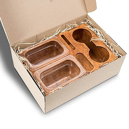 Wood Beer Box - Gift for Beer Lovers, Dad, Man, Him, Boyfriend- Drink Box Snacks Tray- Table Stand Caddy with slots for glasses, chips, nuts- Couch Organizer for Beverages, Remote Control, Phone stand