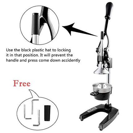 ROVSUN Professional Citrus Juicer Lemon Squeezer, Commercial Grade Manual Fruit Press Juicer for Lemon Pomegranate Orange Juice, Heavy Duty Hand Press Orange Juicer Press and Lime Squeezer Stand (Black)