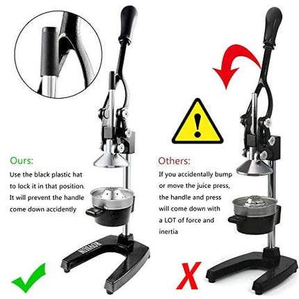 ROVSUN Professional Citrus Juicer Lemon Squeezer, Commercial Grade Manual Fruit Press Juicer for Lemon Pomegranate Orange Juice, Heavy Duty Hand Press Orange Juicer Press and Lime Squeezer Stand (Black)