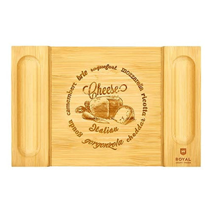 Unique Bamboo Cheese Board, Charcuterie Platter and Serving Tray for Wine, Crackers, Brie and Meat. Large and Thick Natural Wooden Server - Fancy House Warming Gift