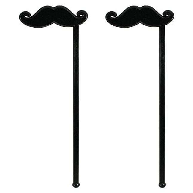 Royer 6" Plastic Mustache Swizzle Sticks, Drink Stirrers, Set of 24 - Made in USA