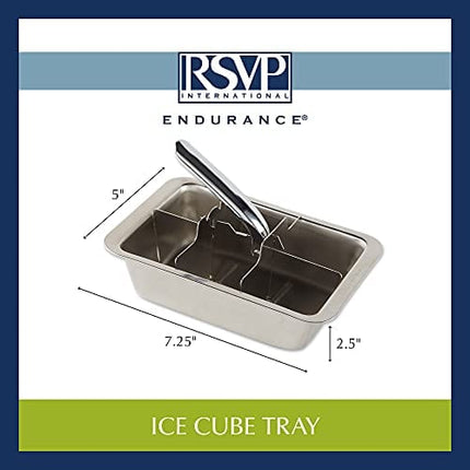 RSVP International Endurance Cocktail Collection, Retro Ice Cube Tray, Stainless Steel, Dishwasher Safe, 7.25x5x2.5"