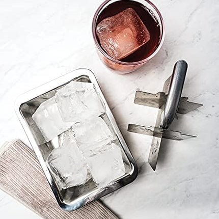 RSVP International Endurance Cocktail Collection, Retro Ice Cube Tray, Stainless Steel, Dishwasher Safe, 7.25x5x2.5"