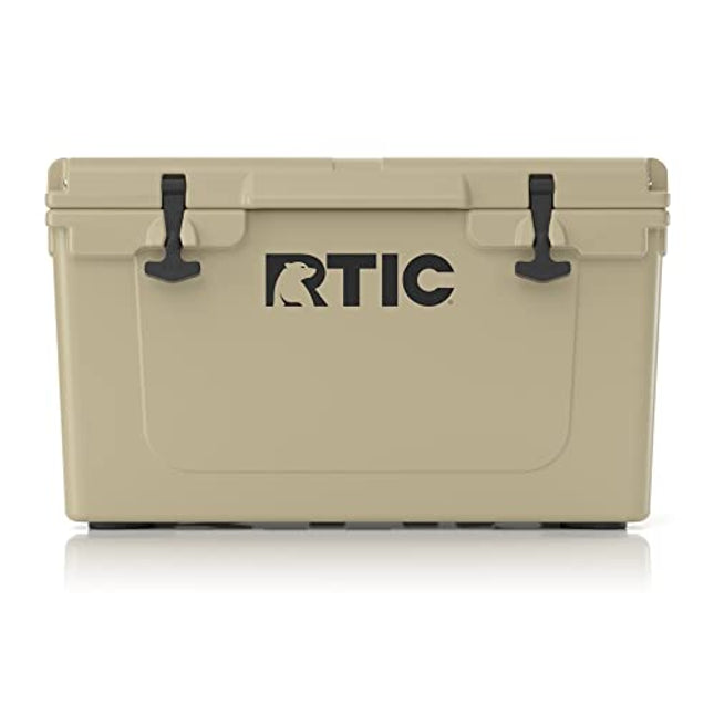 RTIC Hard Cooler, 45 qt, Tan, Ice Chest with Heavy Duty Rubber Latches, 3 Inch Insulated Walls