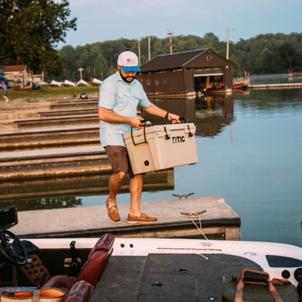 RTIC Hard Cooler, 45 qt, Tan, Ice Chest with Heavy Duty Rubber Latches, 3 Inch Insulated Walls