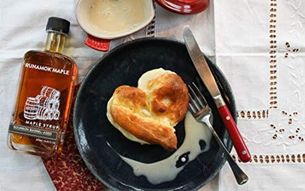Runamok Maple Bourbon Barrel Aged Maple Syrup - Authentic & Real Vermont Maple Syrup | Natural Sweetener | Great for Cocktails, Cheese Pairing & Pancakes Maple Syrup | 8.45 Fl Oz (250mL)