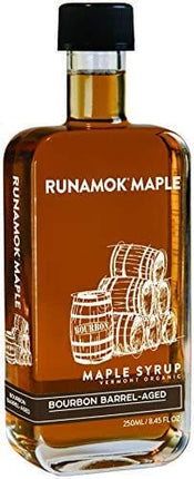 Runamok Maple Bourbon Barrel Aged Maple Syrup - Authentic & Real Vermont Maple Syrup | Natural Sweetener | Great for Cocktails, Cheese Pairing & Pancakes Maple Syrup | 8.45 Fl Oz (250mL)