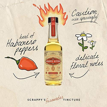 Scrappy's Bitters - Firewater, 5 oz - Organic Ingredients, Finest Herbs & Zests, No Extracts, Artificial Flavors, Chemicals or Dyes. Made in the USA! (2 Pack)