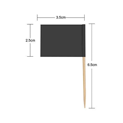 Senkary 100 Pack Blank Toothpick Flags Paper Flag Picks Cheese Markers for Cupcake, Food, Fruit, Party Decorations (Black)