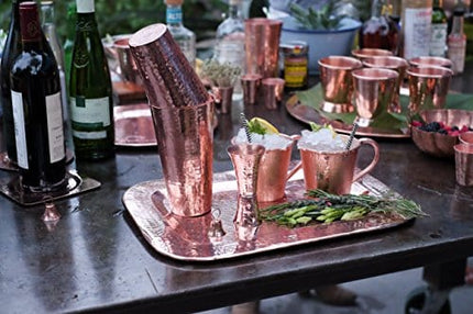 Sertodo Copper Boston Shaker Set, Solid Copper, Heavy Gauge, Hand Hammered, 16 ounce and 25 ounce Copper Cups