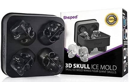 Shaped 3D Large Skull Ice Cube Mold Tray, Stackable Silicone Round Ice Maker for Whiskey Drinkers, Bartenders, Gift Exchanges, Home Bars and Holiday Gifts