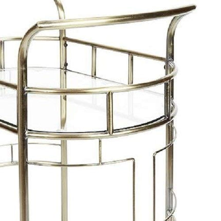 Silverwood Sinclair 2 Tier Metal and Glass Bar Cart, Antique Gold