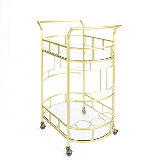 Silverwood Sinclair 2 Tier Metal and Glass Bar Cart, Gold