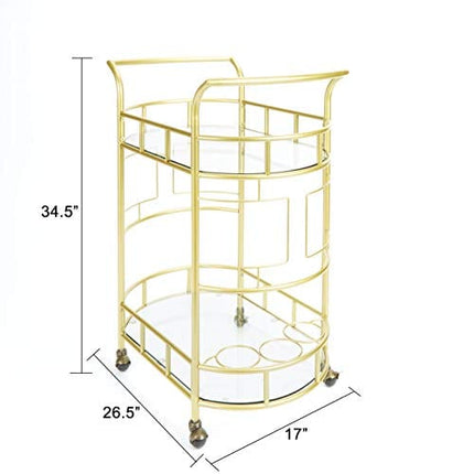 Silverwood Sinclair 2 Tier Metal and Glass Bar Cart, Gold