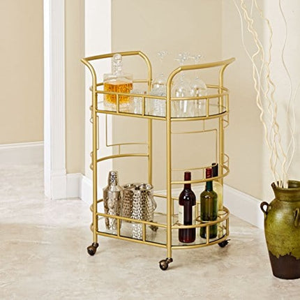 Silverwood Sinclair 2 Tier Metal and Glass Bar Cart, Gold